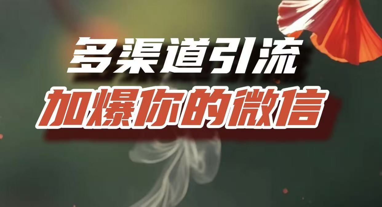 多渠道引流，加爆你的微信，把流量导入到私域，这是每一个想要在互联网赚钱的人必须掌握的底层能力