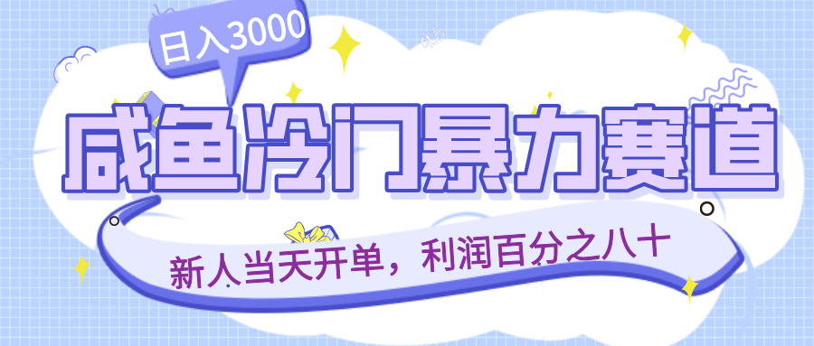 咸鱼冷门暴力赛道，新人当天开单，利润百分之八十，日入3000