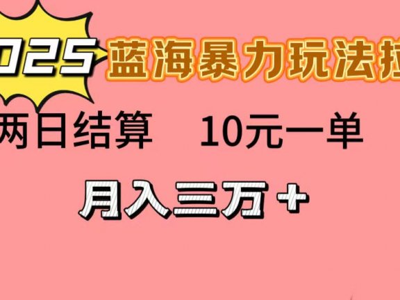 蓝海暴力拉新项目,10元一单,两日结算,月入3w➕