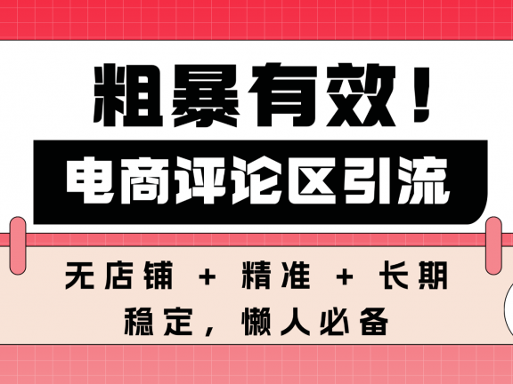 粗暴有效！电商评论区引流，无店铺 + 精准 + 长期，懒人必备